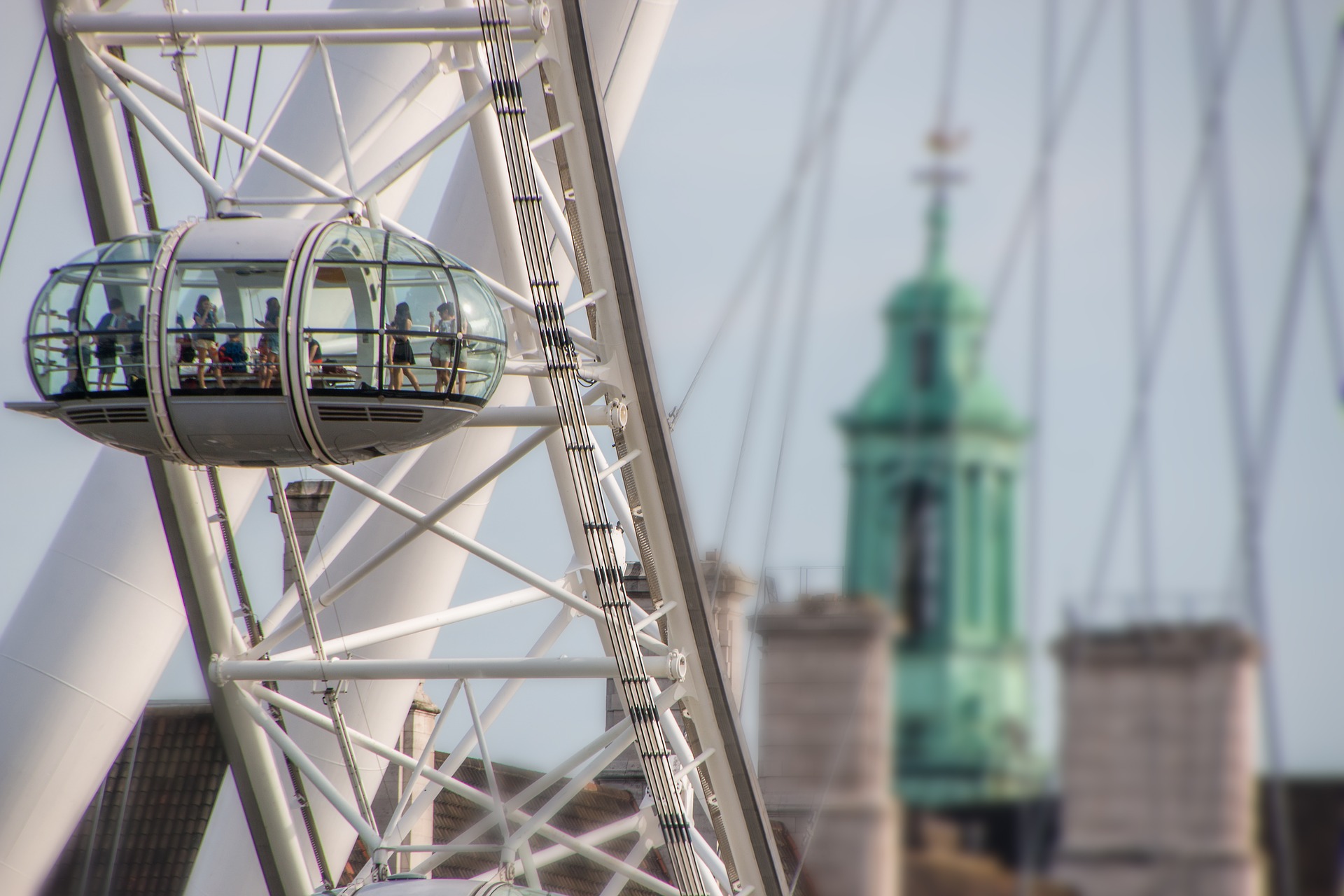 An artsy photograph of the famous London Eye, one of the most recognisable landmarks in London